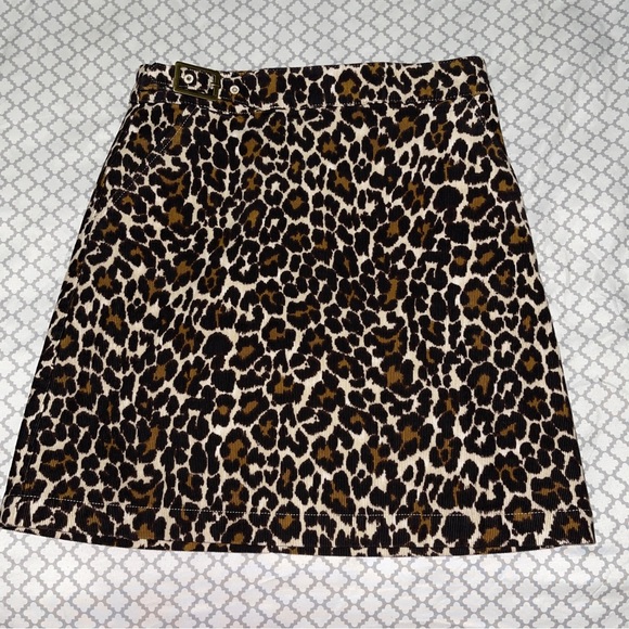 J. Crew Buckle Mini Skirt in Leopard Corduroy - Picture 2 of 7